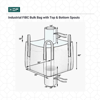 Sacs vrac FIBC tissés robustes OEM avec décharge par le haut et design à fond, capacité 2200 lb, en bâche PVC, industriels, imperméables et antistatiques