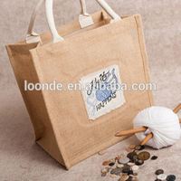 Nouveau sac fourre-tout en toile de jute réutilisable pour le shopping, la plage, les courses, pour femmes