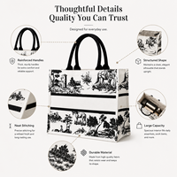 Sac fourre-tout en toile de coton imprimé rétro de qualité supérieure avec logo personnalisé pour le bureau, les trajets quotidiens, les festivals, les cadeaux, les expositions