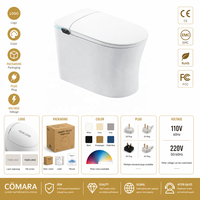 WC intelligent avec capteur de pied capacitif, désodorisation automatique, chasse d'eau par siphon, cuvette en céramique à montage au sol, siphon en S, fermeture douce