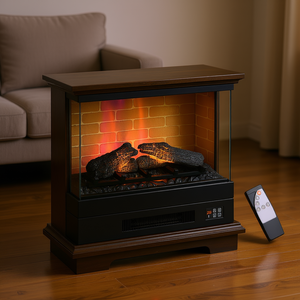 Cheminée électrique D0100XUYXCG, 26 pouces, marron, avec température réglable, télécommande, affichage LED, flamme multicolore - Product Image 2