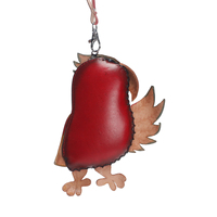 Porte-monnaie en cuir véritable fait main, motif perroquet 3D coloré, pochette zippée, porte-clés avec dragonne, idéal pour un cadeau