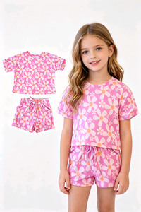 Conjuntos de Ropa para Hermanas, Camiseta y Pantalones Cortos de Verano para Niños, Diseño Casual Personalizado, Algodón y Elastano, 2 Piezas - Product Image 2