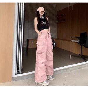 Pantalon d'été tout-en-un pour femmes rétro transfrontalier 100% polyester décontracté pantalon droit plissé jambes larges et amples - Product Image 3