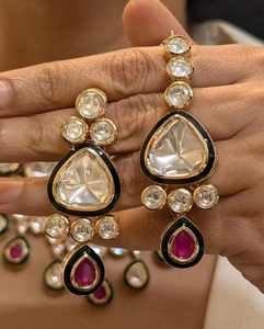 High Quality Silver Plated Trendy Brass Indian Kundan Earrings Bridal Jewellery for Wedding <b>Party</b> Wear Handmade Bulk Product - Product Image 1