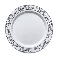 Assiettes en plastique pour mariage et fête de 10,25 pouces, design personnalisé à motif floral, assiettes de présentation en plastique