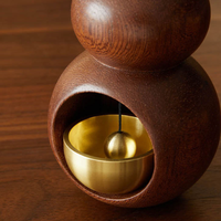 Campana de puerta de latón macizo, campana de cobre, decoración para tienda, recordatorio de entrada, campana de viento de madera con forma de calabaza