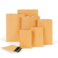 En stock, sachet en papier kraft refermable à trois côtés avec fermeture éclair en aluminium alimentaire réutilisable