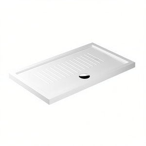 Receveur de douche rectangulaire en céramique 75 x 100 cm, hauteur 6 cm, avec rainures de drainage pour salle de bain - Product Image 3