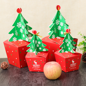2021 Hot Sell Christmas Tree Shape Christmas Eve Apple Box Gift Paper Box