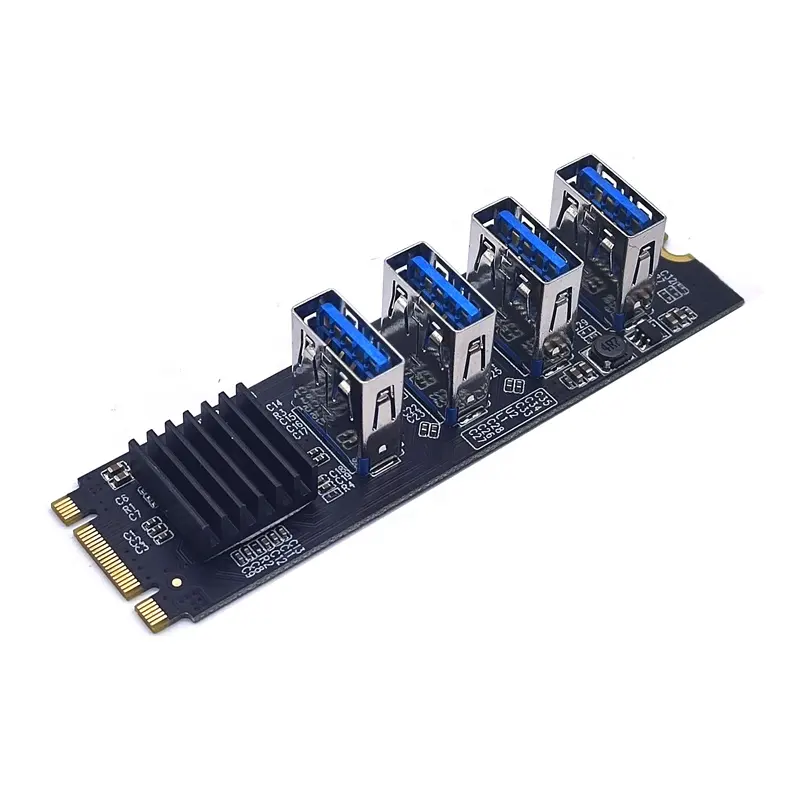 M.2 Riser Card M2 NGFF NVME to PCIE PCI Express X16 1 to 4 USB 3.0 Slot Multiplier Hub Adapter C-032