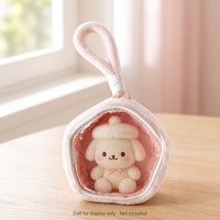 Pochette en PVC personnalisée imprimée, sac suspendu à fermeture éclair, rangement transparent, présentoir de poupées de dessin animé, porte-clés en peluche