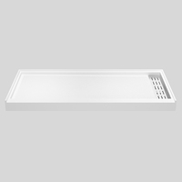 Receveur de douche rectangulaire en marbre cultivé, style moderne, antidérapant, pierre artificielle personnalisée, durable, garantie 3 ans, pour salle de bain et hôtel