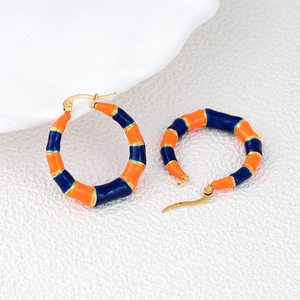 Pendientes de Aro Acrílicos Azules y Naranjas de Moda, Chapados en Oro, Joyería de Moda para Mujer, Disponibles en 304 y 316 - Product Image 1