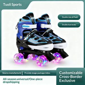 Patins à roulettes d'extérieur pour enfants débutants, à double rangée et quatre roues, avec roulements ABEC-7, pour garçons et filles, en PU, maille et PP - Product Image 2