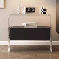 Kainice Ensemble de table de nuit moderne en acrylique transparent et épais-Table de chevet à roulettes Table d'appoint meuble de chambre à coucher à tiroirs