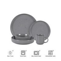 Meilleures ventes de septembre, ensemble de vaisselle en pierre ronde de style nordique, 20 assiettes et bols gris clair mat