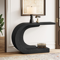Table console Tribesigns en forme de C de 43 pouces, table de salon moderne du milieu du siècle en bois pour entrée, couloir, noir