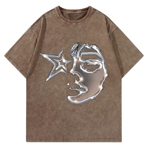 T-shirt décontracté surdimensionné à manches courtes pour homme, style vintage hip-hop streetwear, avec motif graphique, effet délavé, anti-plis et respirant - Product Image 6