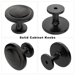 Núm ngăn kéo màu đen mờ Núm tủ kim loại nguyên khối hình tròn cho phần cứng tủ bếp - Product Image 6