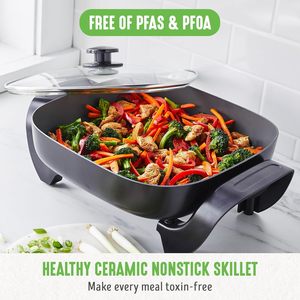Olla Eléctrica de 7L con Tapa de Vidrio Templado Antiadherente, Multicocina Portátil para Uso Doméstico, para Preparar Ramen, Filetes, Arroz, Avena y Sopa - Product Image 2