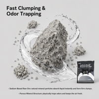 Litière pour chat à base de minéraux de sodium, sans parfum, sans formaldéhyde, hautement absorbante, granulats solides qui ne collent jamais au fond, 99 % sans poussière, pour chats