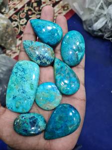 พลอยอะซูริททรงหลังเบี้ยสีฟ้าธรรมชาติอัญมณีหลวมที่ผ่านการอบด้วยความร้อน