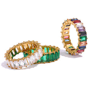 Женское кольцо из нержавеющей стали с фианитом, 18 карат - Product Image 1