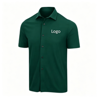 Kemeja Kerja Pria Lengan Pendek Musim Panas Kasual ODM Custom Button, Bahan Rajut Tenun Ramah Lingkungan, Anti Kusut, dan Bernapas