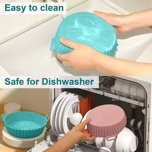 Revestimientos de Silicona Redondos Reutilizables de 8 Pulgadas para <span class=keywords><strong>Freidora</strong></span> de <span class=keywords><strong>Aire</strong></span>, Resistentes al Calor y Fáciles de Limpiar - Product Image 4