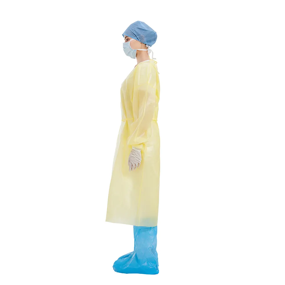 Vestido cirúrgico descartável, vestido de isolamento para uso médico, pp, pe, isolamento, roupas ce