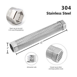 Tubería hexagonal <span class=keywords><strong>de</strong></span> acero inoxidable 304/316 para parrilla <span class=keywords><strong>de</strong></span> carbón, caja <span class=keywords><strong>de</strong></span> carne para fumar, Pellet <span class=keywords><strong>de</strong></span> madera, 12 pulgadas - Product Image 2