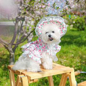 Fabricant vente en gros de chapeaux <span class=keywords><strong>Bonette</strong></span> mignons pour animaux de compagnie vêtements et robes pour chiens Monet Garden Spring Summer Tea Party - Product Image 4