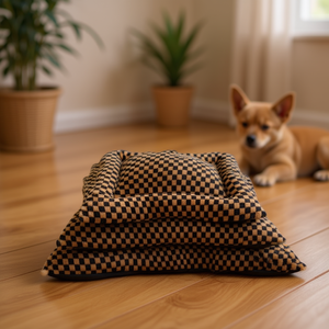 Three-Piece Brown Rabbit Plush <b>Dog</b> Pad Set for Pet <b>Beds</b> - Product Image 3