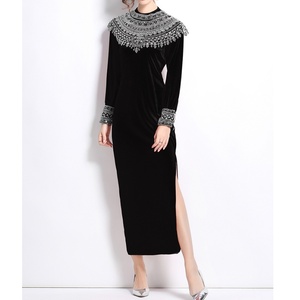 Giản Dị Dài Ăn Mặc 2025 Nhung Pháp Ăn Mặc Của Phụ Nữ Thanh Lịch Sang Trọng Cho Nữ Thần Chic <span class=keywords><strong>Parisian</strong></span> Phong Cách Giản Dị Dresses Cho Phụ Nữ - Product Image 1