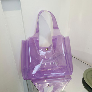 Sac fourre-tout à bandoulière en PVC style INS personnalisé sac de gelée transparent et clair <span class=keywords><strong>d</strong></span>'<span class=keywords><strong>été</strong></span> aux couleurs des bonbons sac à bandoulière pour femmes filles - Product Image 1
