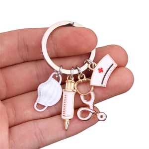 Mode émail infirmière médecin alliage porte-clés Injection seringue aiguille médical stéthoscope porte-clés pour médecin infirmière jour cadeau - Product Image 2