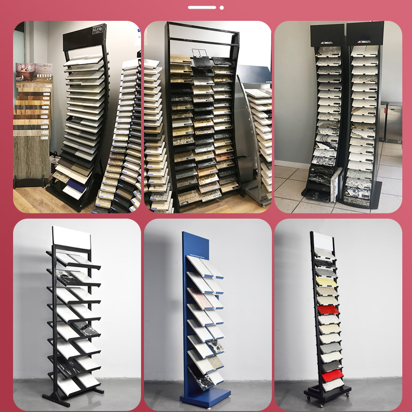 Tsianfan Heavy Duty Steel Standing Marble Mosaic Quartz Rack Display Stands Granite Ceramic Tile Tower Display Stone Floor Stand