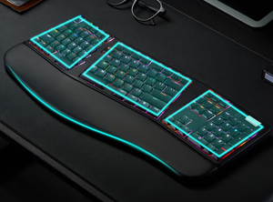 Teclado mecánico dividido ergonómico Tri-Mode inalámbrico (2,4 GHz y Bluetooth) y con cable, junta de <span class=keywords><strong>104</strong></span> teclas para oficina y juegos - Product Image 5