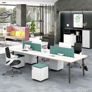 Modern Staff Office Furniture Acoustic Partition L Shape 4 Seater Workstation <b>Desk</b> With Storage - Product Image 6