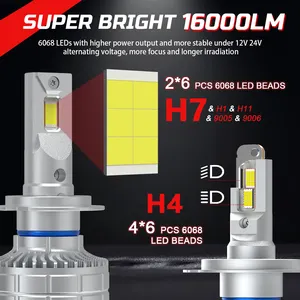 Led Headlight H7 High Power High Lumen 160W 36000LM 12V 24V Car Led Bulbs H7 Led Canbus Error Free Decoder Low Beam Led H4 H1 H11 Led Headlight