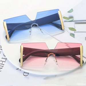 Gafas de Sol de Moda 2021, Montura Grande Plana de Una Pieza, Gafas de Sol Cuadradas Sin Montura, Gafas de Sol Extra Grandes para Mujer - Product Image 2