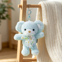 Porte-clés ours en peluche mignon et coloré, pendentif ours en peluche doux avec nœud à pois, breloque de sac, cadeau pour enfants, personnalisable