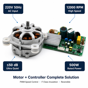 มอเตอร์บลัชเชอร์ BLDC แบบ OEM คลาส F พร้อมขดลวดทองแดง PWM 220V 50Hz  รวมแผงควบคุมบัสไดร์เวอร์ DC 310V จากโรงงานโดยตรง - Product Image 3
