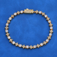 Bracelet de luxe léger pour femme en or, chaîne tennis étoile en moissanite 6 mm, style hip-hop européen et américain, accessoires de bijoux YYN