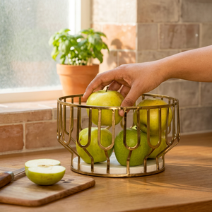 Corbeille à fruits ronde moderne 21x14x8cm – Conteneur de rangement de cuisine durable pour aliments, conception soudée à un seul niveau - Product Image 1