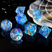 Jeu de dés DND pour Donjons et Dragons, dés en résine à bords tranchants, faits à la main, 7 accessoires, dés polyédriques pour jeux de rôle, bleu