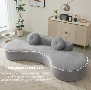 108.3" Sectional <b>Foam</b> Couch Curved <b>Sofa</b> Chaise Lounge Modular Convertible Hotel Set Upholstered Beige Modern Living - Product Image 4