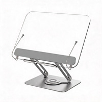 Support de bureau pliable et réglable en alliage d'aluminium et acrylique, rotation à 360°, pour tablette, ordinateur portable et livre, idéal pour les étudiants et le bureau