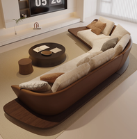 Ensemble de Canapés, Fauteuils Trône et Ottomans sur Mesure, de Luxe, Qualité Commerciale pour Hall d'Hôtel, en Cuir Véritable Moderne pour Appartement et Salon